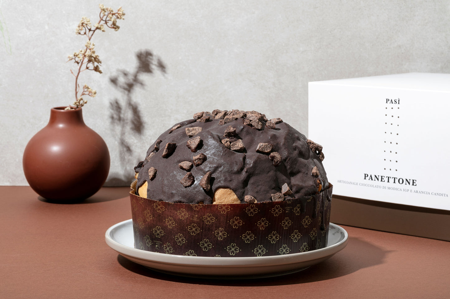 Panettone Artigianale con Scaglie da "Cioccolato di Modica IGP" 100% e Arancia