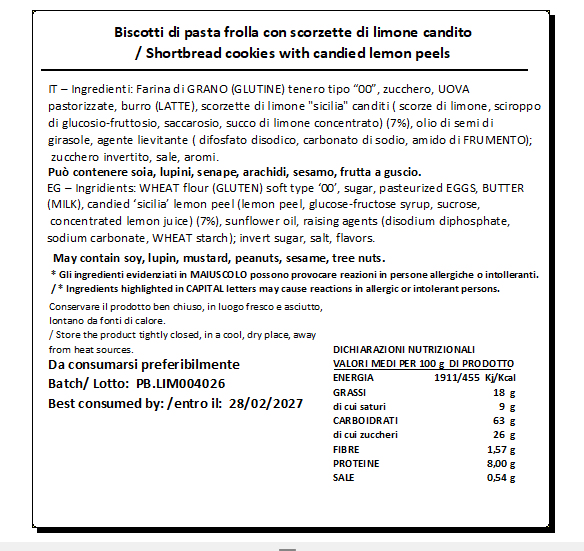 Biscotti con Scorzette di Limone