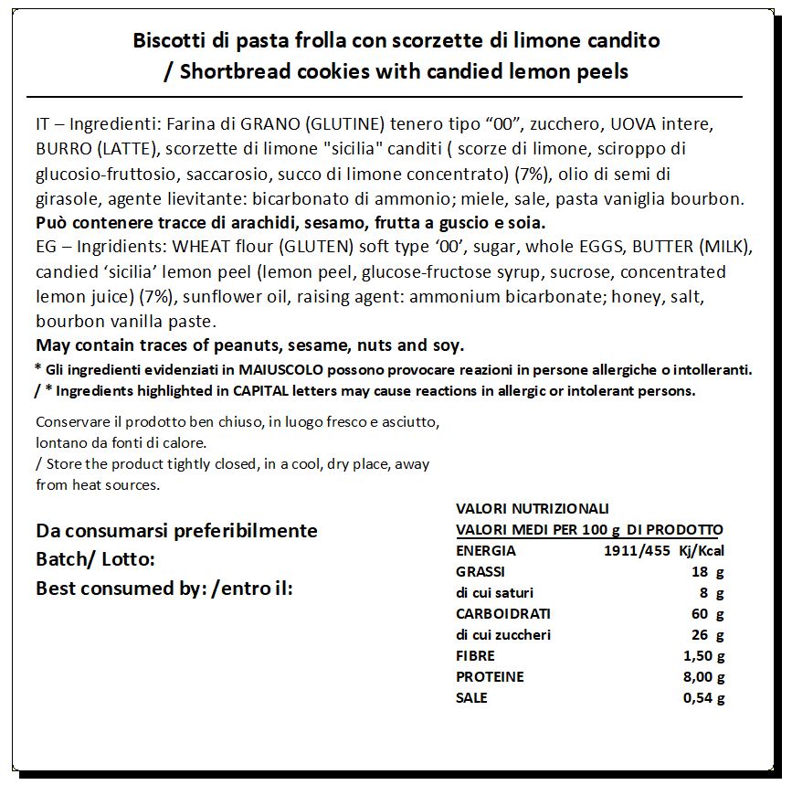 Biscotti con Scorzette di Limone