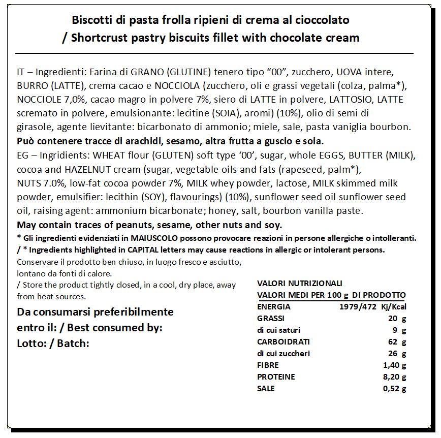 Biscotti Occhi di Bue con crema al Cioccolato