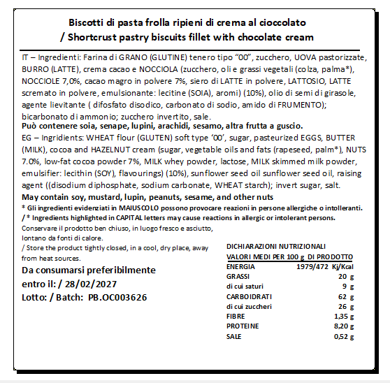 Biscotti Occhi di Bue con crema al Cioccolato