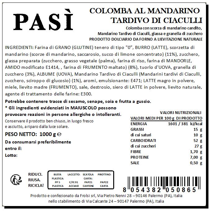 Colomba al Mandarino Tardivo di Ciaculli