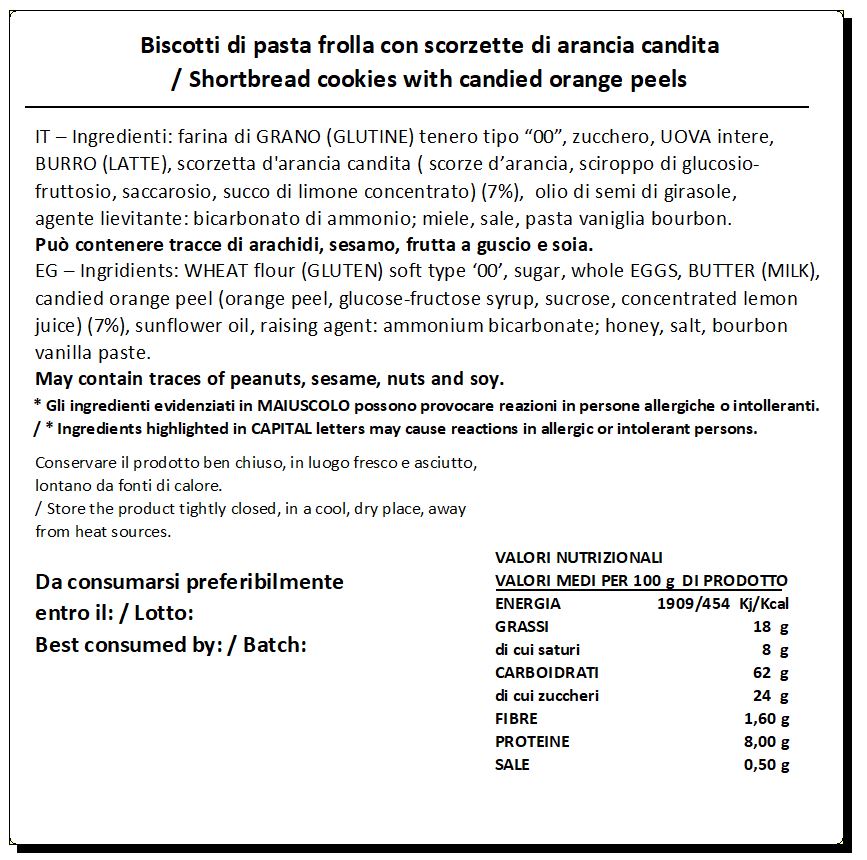 Biscotti con Scorzette di Arancia
