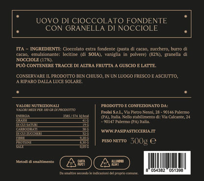 Uovo di Cioccolato Fondente con Granella di Nocciole